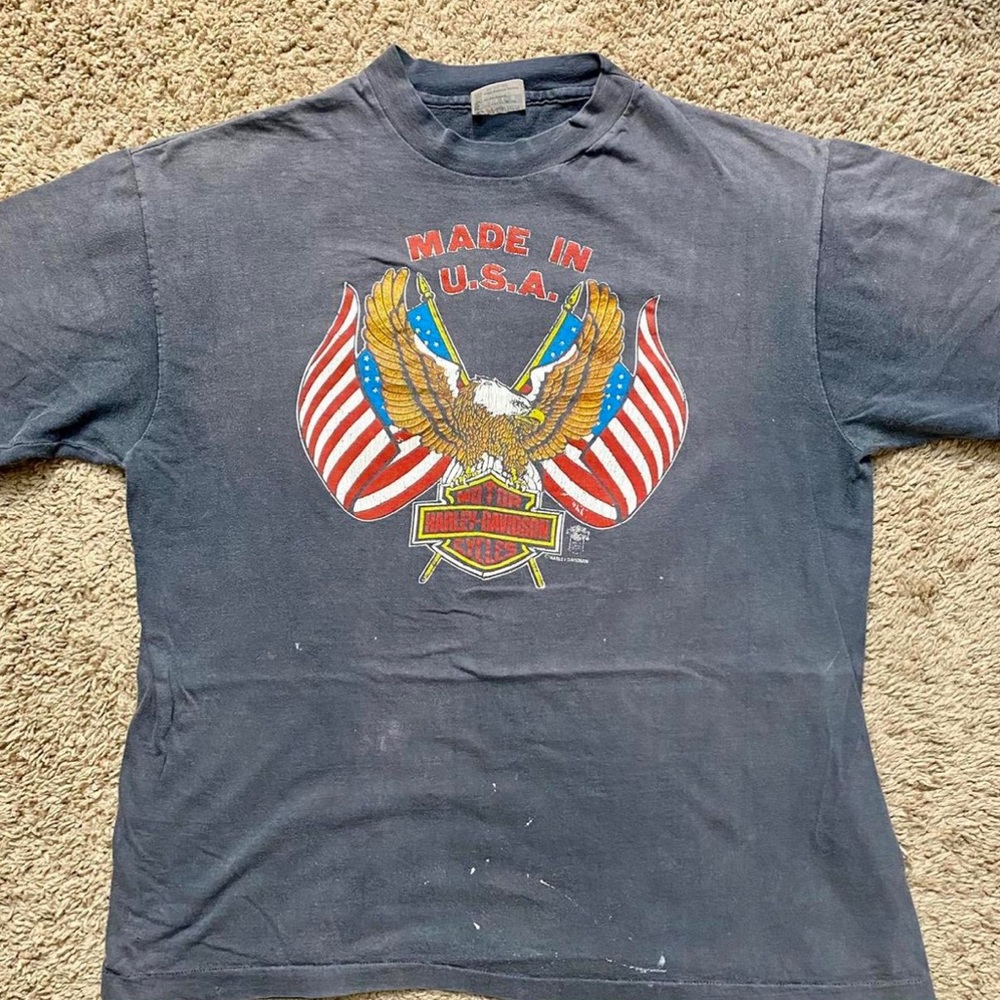 DISO ISO HARLEY DAVIDSON MADE IN USA VINTAGE EAGLE AMERICAN FLAG 1980’s 80s 80’s